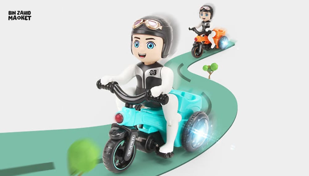 03 BICYCLE 360° ROTATING STUNT TOY | AUTO-RIDING BIKE WITH LIGHTS & MUSIC FOR KIDS