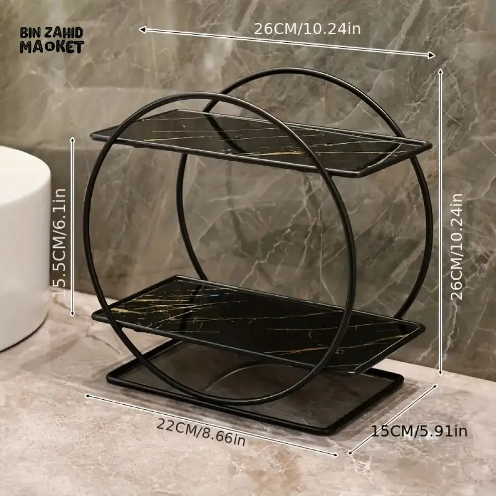 LIGHT LUXURY BATHROOM SHELF RACK COSMETICS ORGANIZER FOR DRESSING TABLE - CIRCLE SHAPE