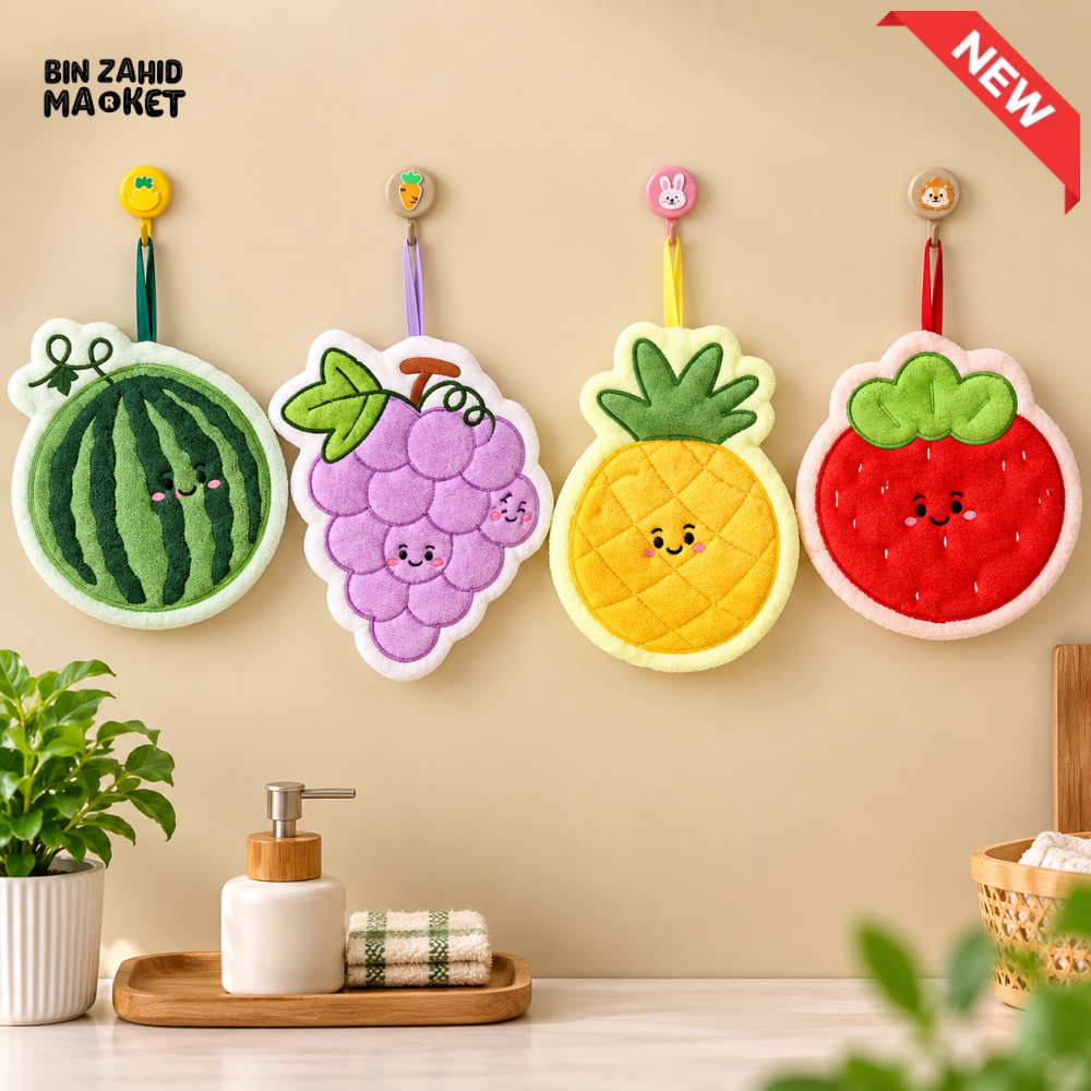 1-PIECE CUTE FRUIT DESIGN HANGING ABSORBENT HAND TOWEL SET