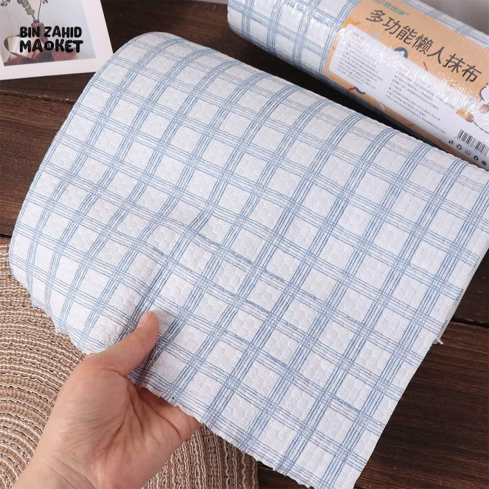 1 ROLL DISPOSABLE KITCHEN DISHCLOTH – WASHABLE OIL-ABSORBING CLEANING TOWEL WITH CHECKERED PATTERN