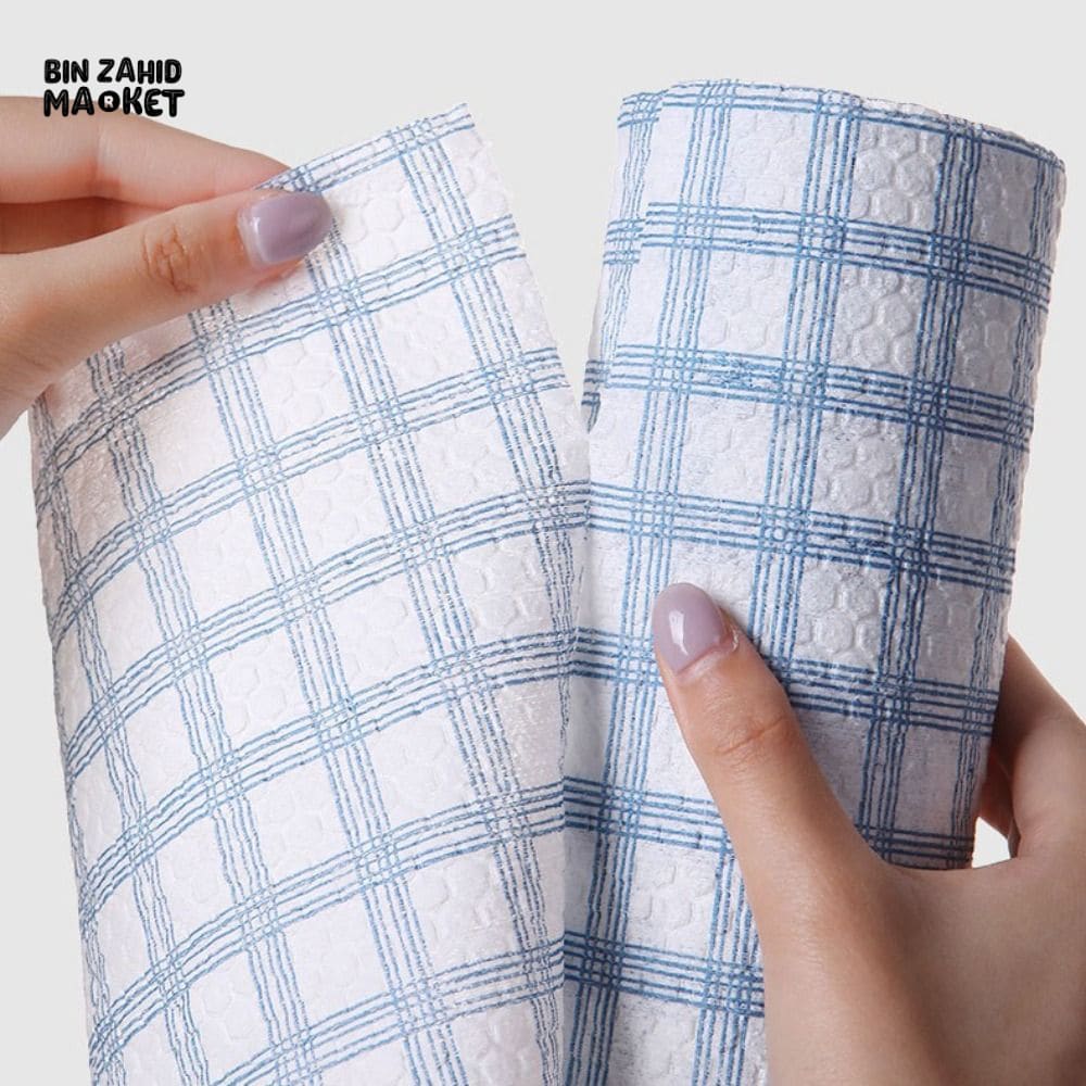 1 ROLL DISPOSABLE KITCHEN DISHCLOTH – WASHABLE OIL-ABSORBING CLEANING TOWEL WITH CHECKERED PATTERN