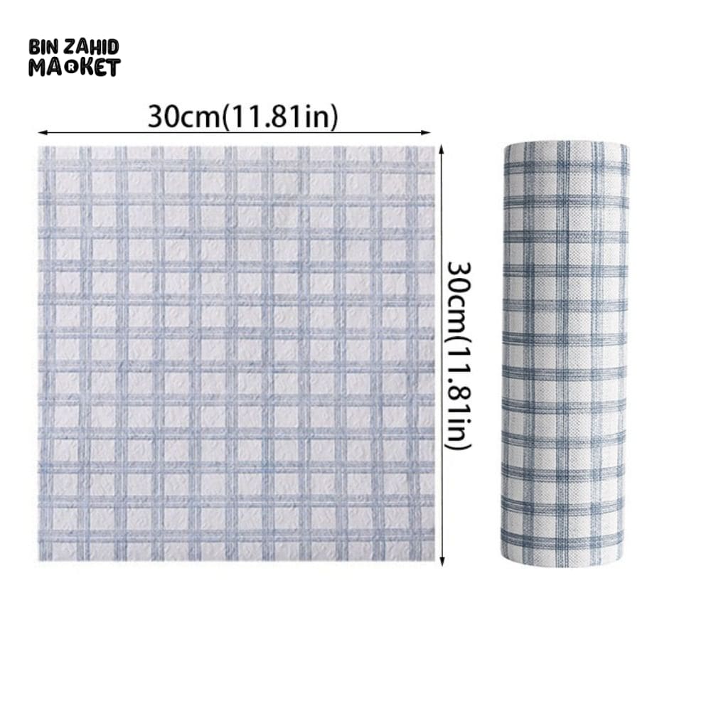 1 ROLL DISPOSABLE KITCHEN DISHCLOTH – WASHABLE OIL-ABSORBING CLEANING TOWEL WITH CHECKERED PATTERN