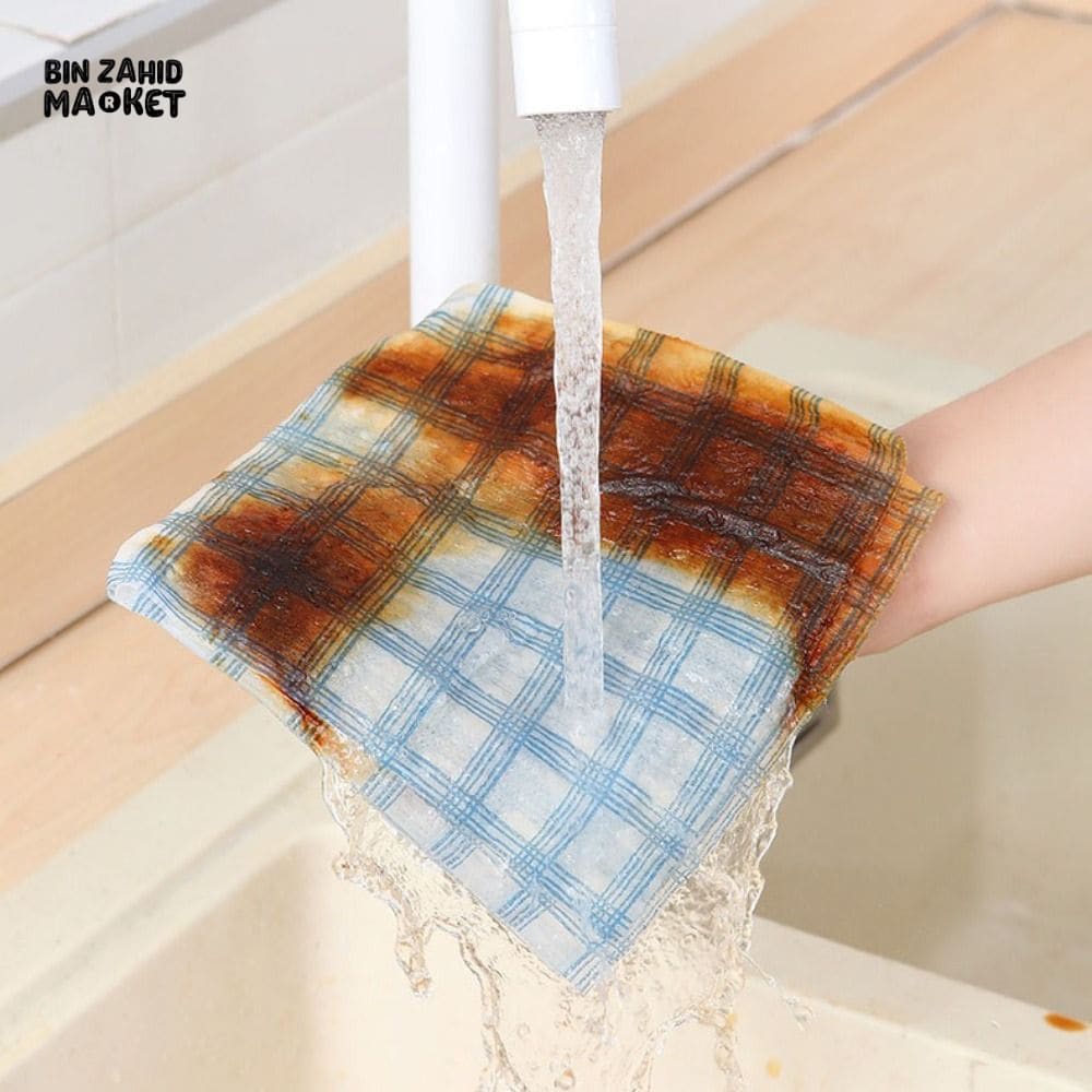 1 ROLL DISPOSABLE KITCHEN DISHCLOTH – WASHABLE OIL-ABSORBING CLEANING TOWEL WITH CHECKERED PATTERN