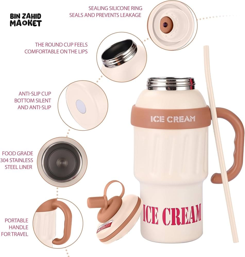 1000 ML STAINLESS STEEL TUMBLER - INSULATED FOR HOT & COLD DRINKS - COFFEE
