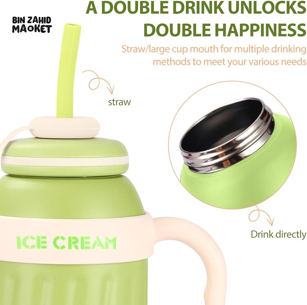 1000 ML STAINLESS STEEL TUMBLER - INSULATED FOR HOT & COLD DRINKS - GREEN