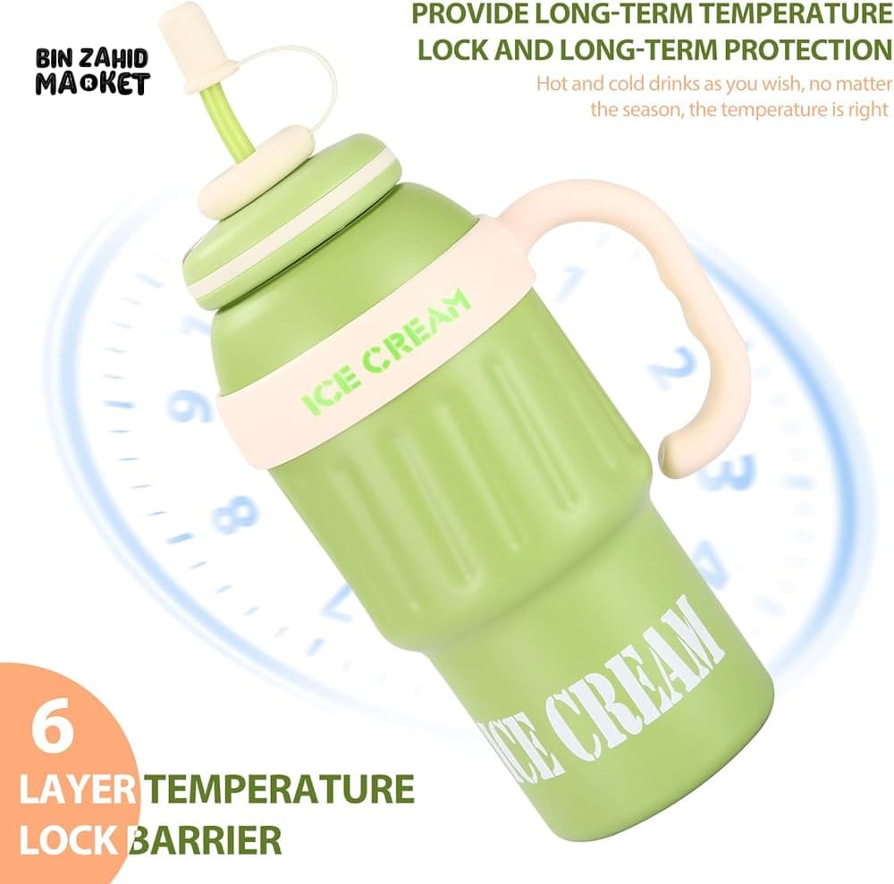 1000 ML STAINLESS STEEL TUMBLER - INSULATED FOR HOT & COLD DRINKS - GREEN