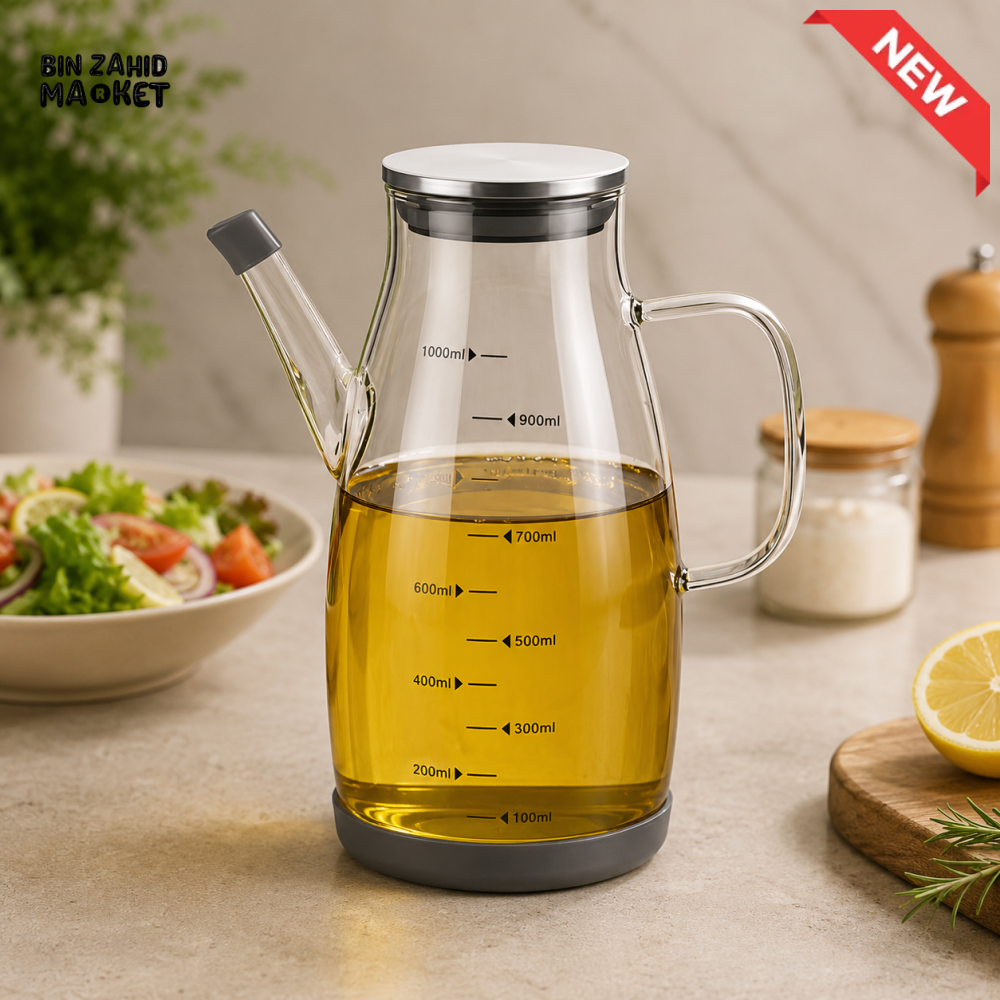 1000ML GLASS OIL DISPENSER WITH GREY LID