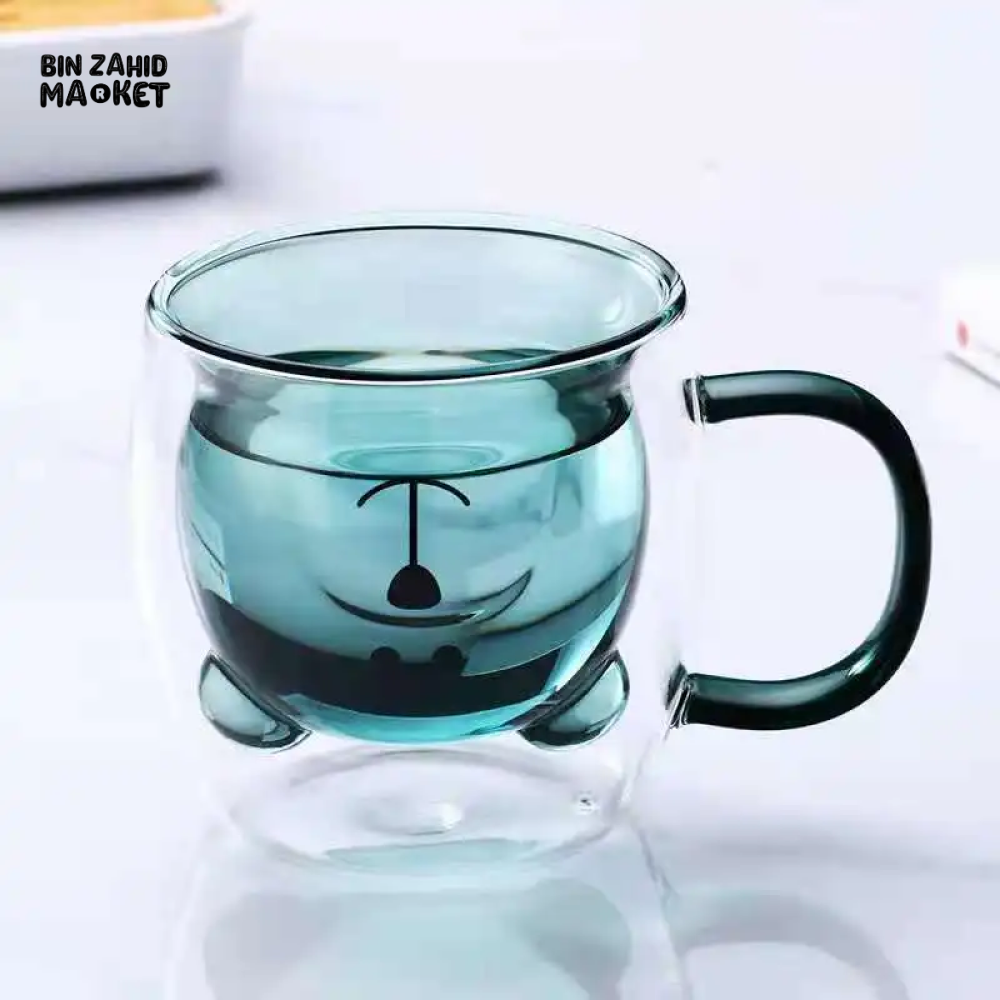 CREATIVE CUTE BEAR GLASS MUG – 250 ML PERFECT FOR MILK JUICE AND TEA
