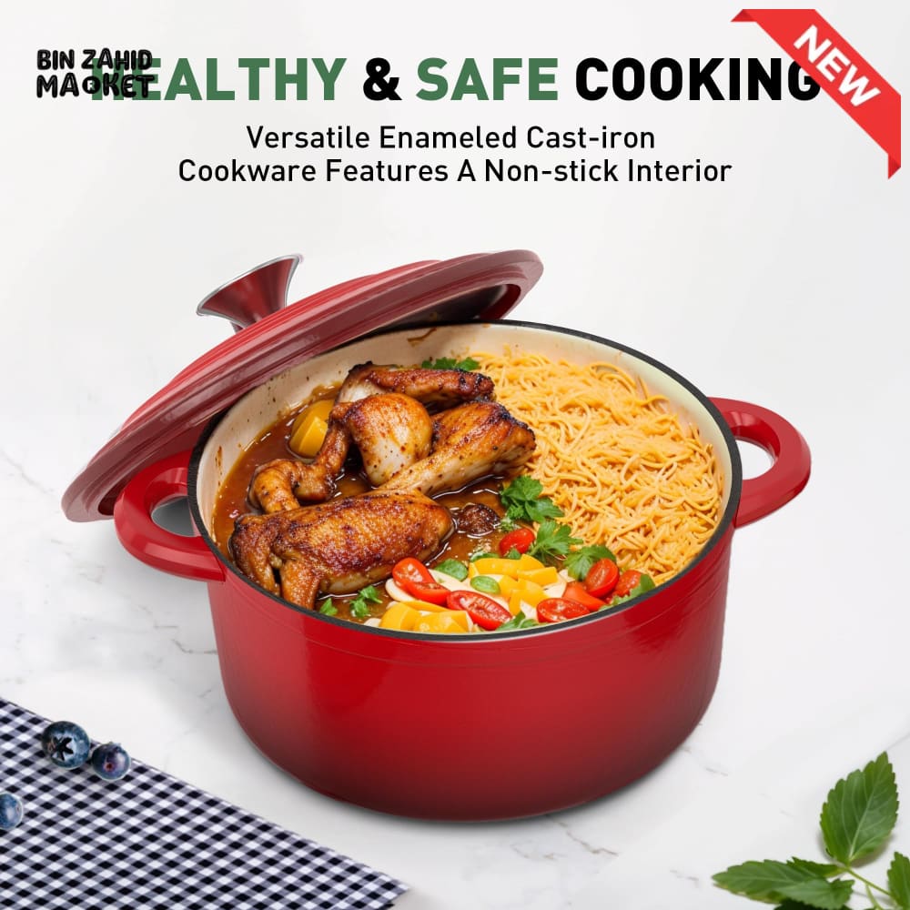 11-PIECE OSFE ENAMELED CAST IRON COOKWARE SET MULTIFUNCTIONAL KITCHEN COLLECTION - GREY