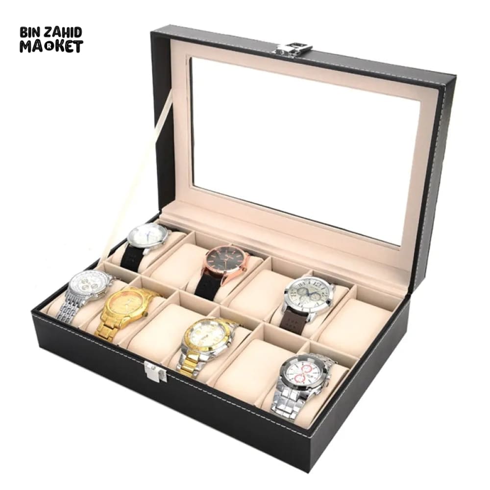 12X SLOTS LEATHER WATCH ORGANIZER