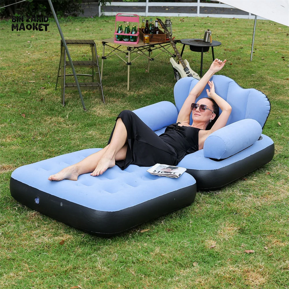 INFLATABLE BEAN BAG SOFA OUTDOOR FOLDABLE MATTRESS RECLINER FOOTSTOOL CHAIR