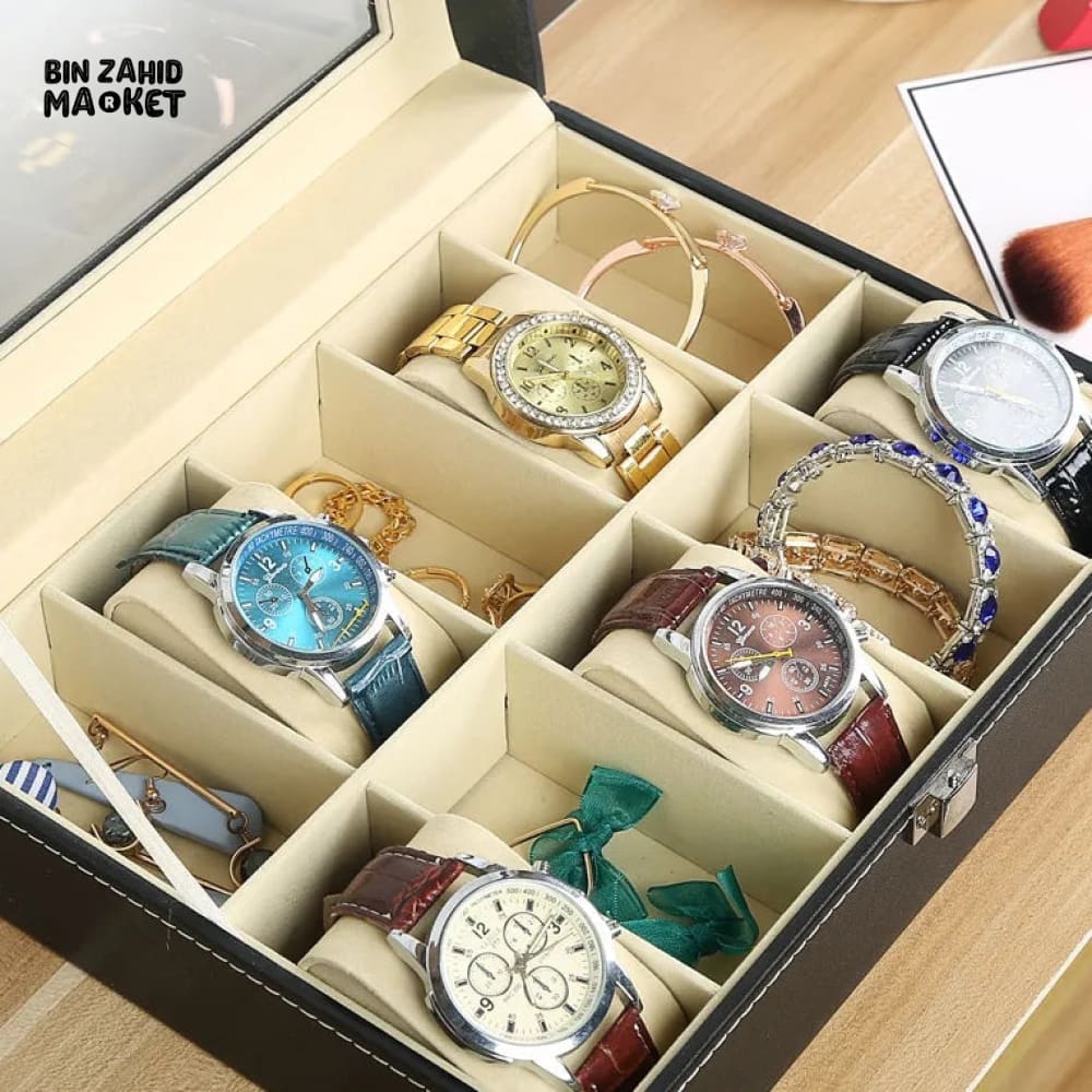 12X SLOTS LEATHER WATCH ORGANIZER