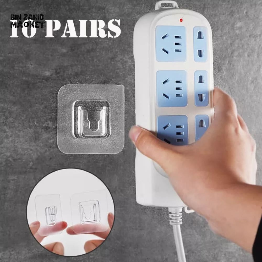 PACK OF 10 DUAL SIDED ADHESIVE WALL HOOKS