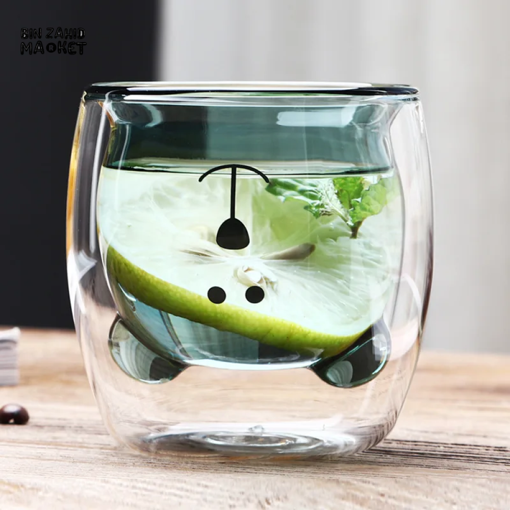 CREATIVE CUTE BEAR GLASS MUG – 250 ML PERFECT FOR MILK JUICE AND TEA