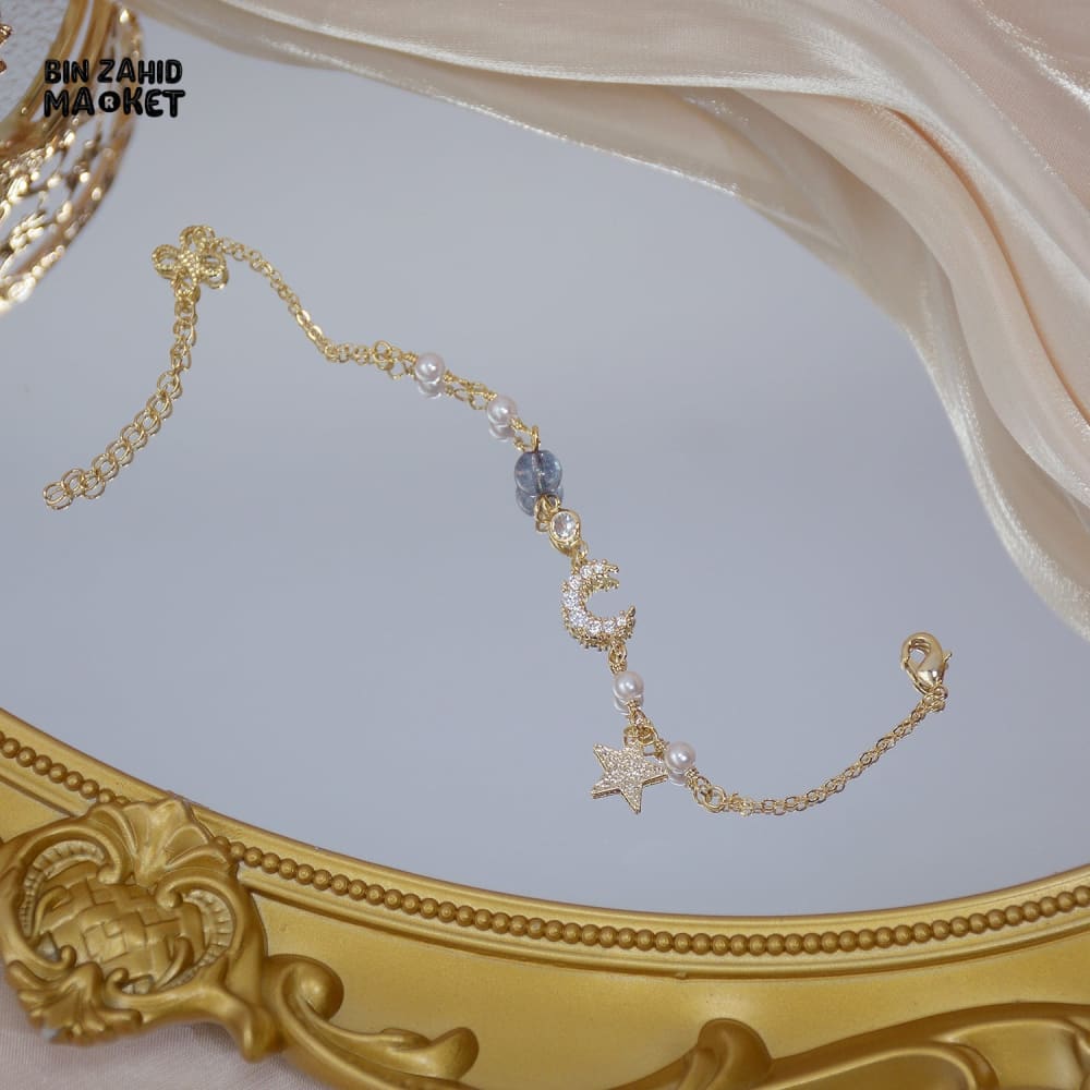 KOREAN SIMPLE STAR MOON ZIRCON PEARL BRACELET