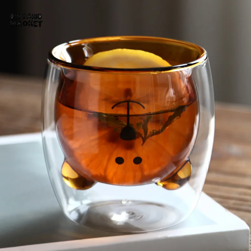 CREATIVE CUTE BEAR GLASS MUG – 250 ML PERFECT FOR MILK JUICE AND TEA