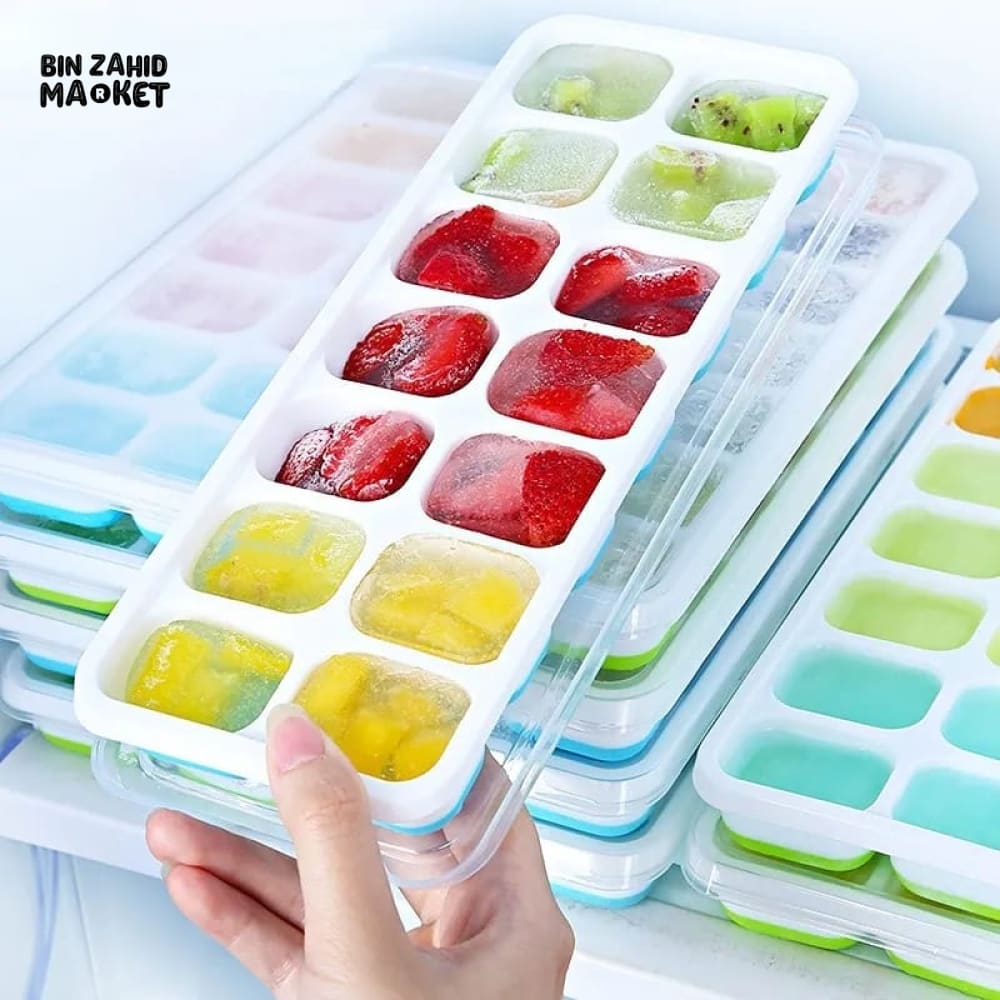 14X GRID ICE CUBE TRAY WITH LID