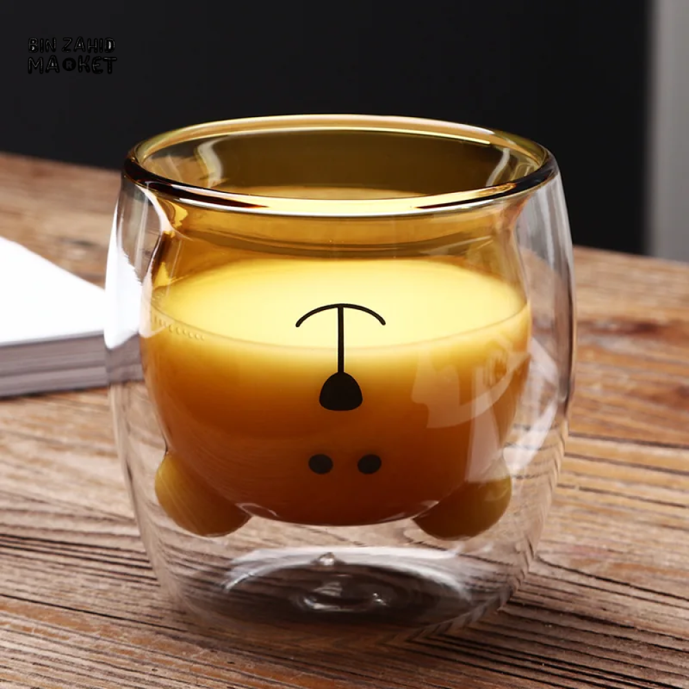 CREATIVE CUTE BEAR GLASS MUG – 250 ML PERFECT FOR MILK JUICE AND TEA