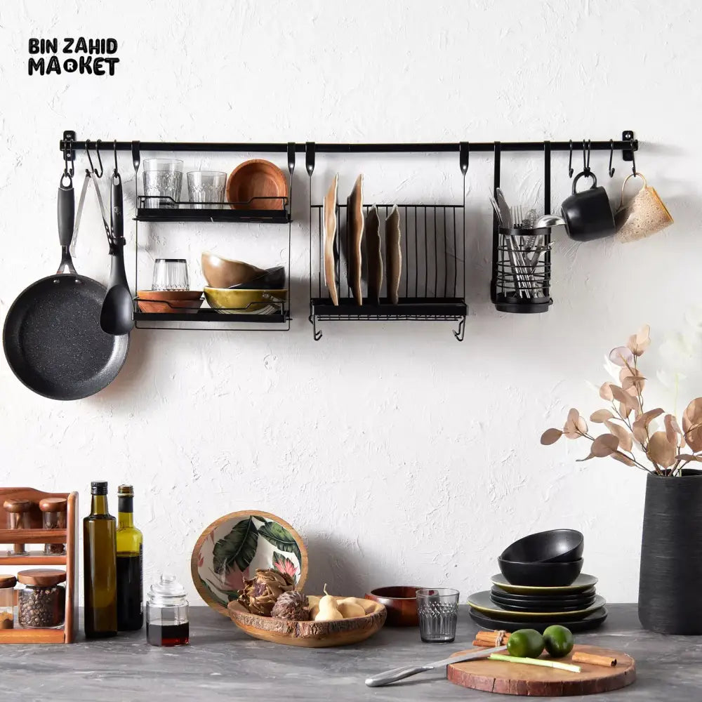 LUXORMOVE KITCHEN DISHES RACK - WALL MOUNTED KITCHEN STORAGE RACK SET