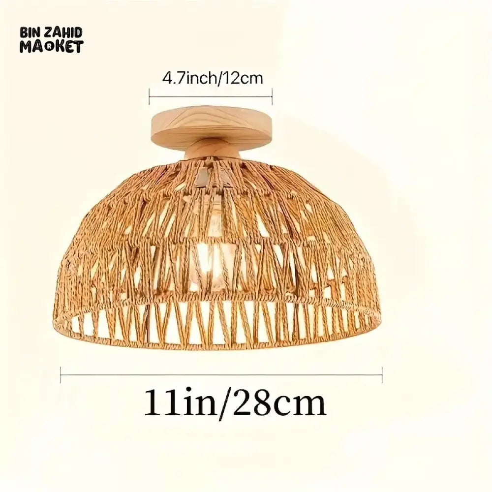 LUXURY WOVEN RATTAN CEILING LIGHT - HANDCRAFTED CHANDELIER FOR HOME & CAFE