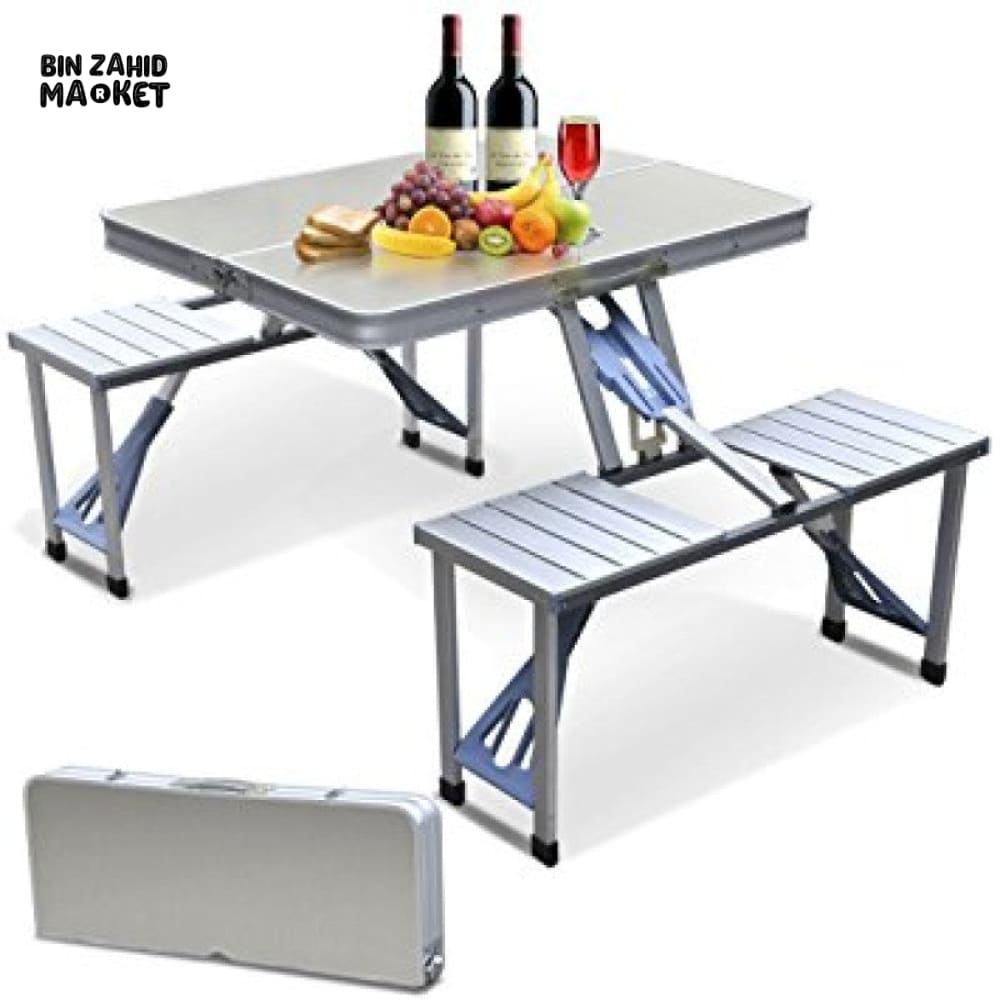 PORTABLE ALUMINUM PICNIC TABLE WITH 4 SEATS