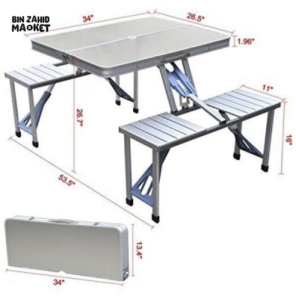 PORTABLE ALUMINUM PICNIC TABLE WITH 4 SEATS
