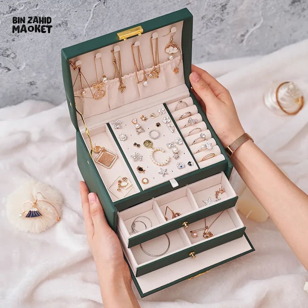3 LAYERS LEATHER JEWELRY ORGANIZER
