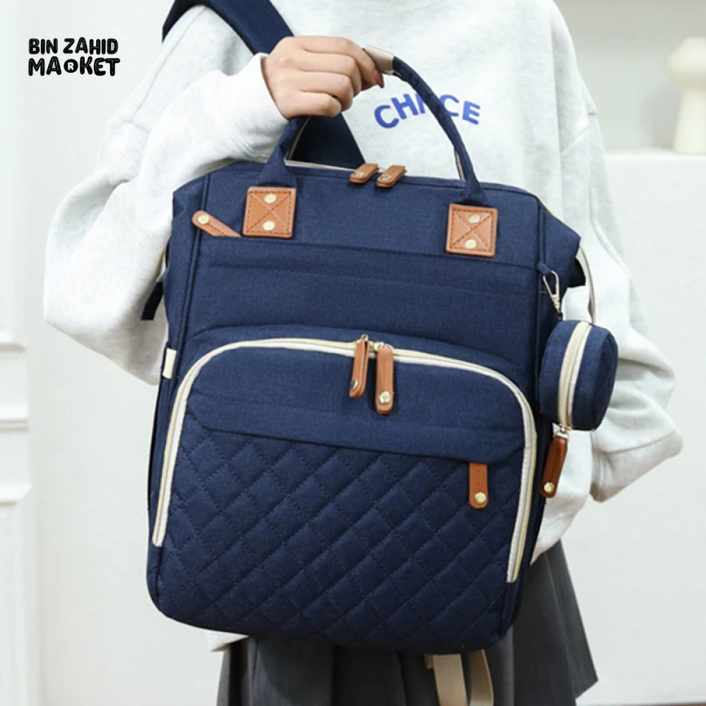 WOMEN'S BACKPACK LARGE CAPACITY WATERPROOF OXFORD CLOTH MUMMY BAG DIAPER STORAGE FASHION Blue