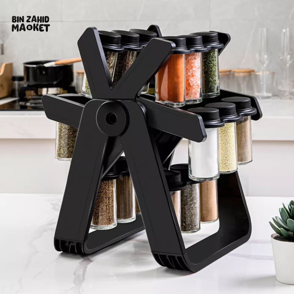 18IN1 ROTATING FERRIS WHEEL GLASS SPICE RACK