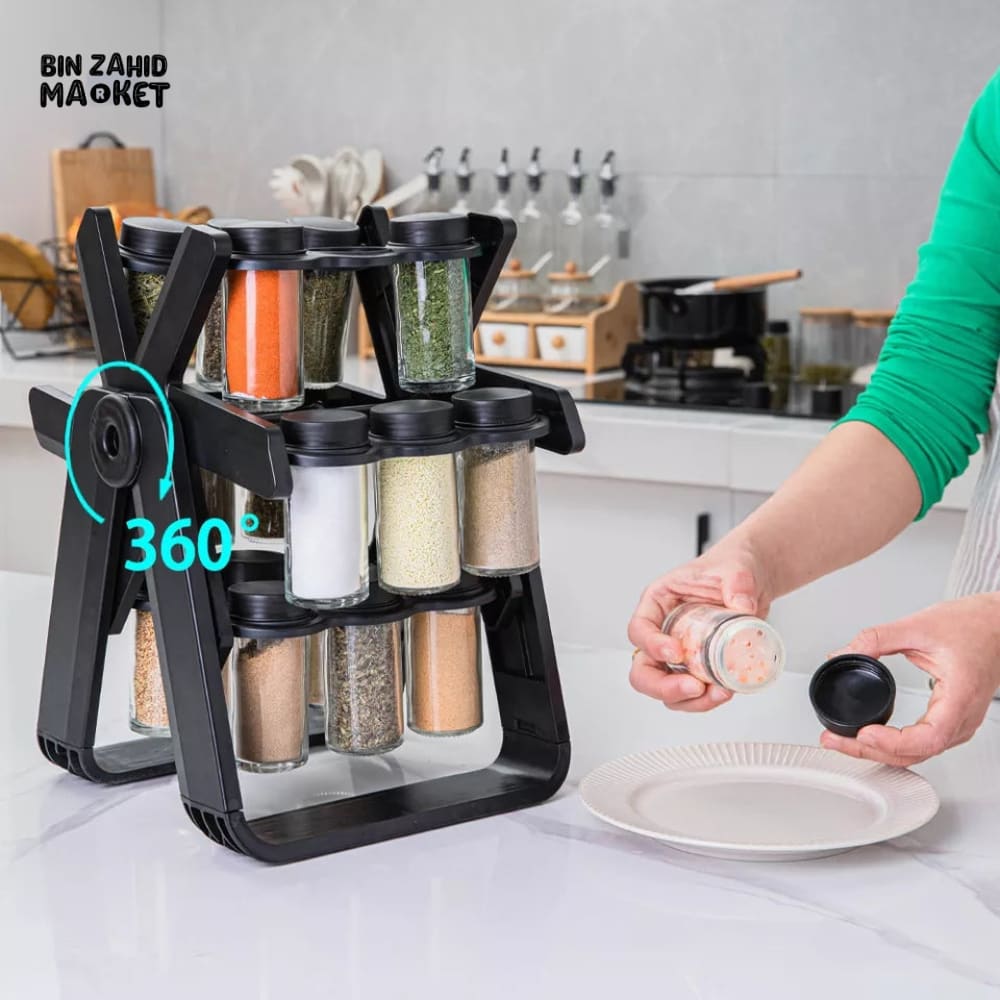 18IN1 ROTATING FERRIS WHEEL GLASS SPICE RACK