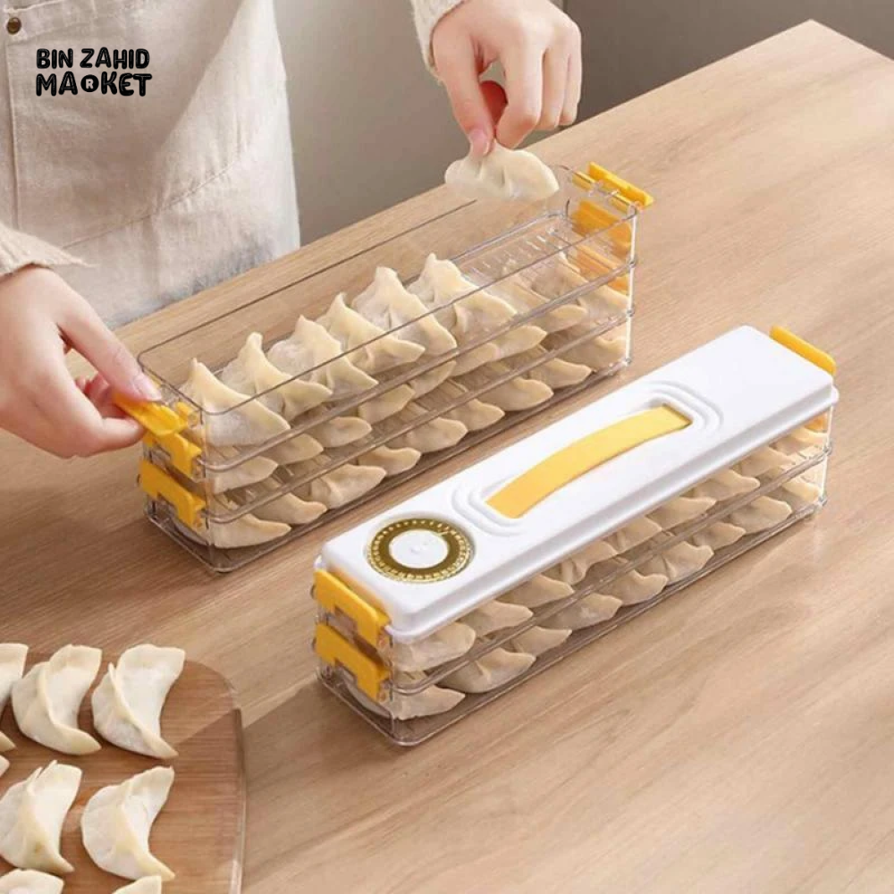 3-LAYER DUMPLING & SANDWICH STORAGE BOX FOOD GRADE PORTABLE WITH TIMING FREEZER