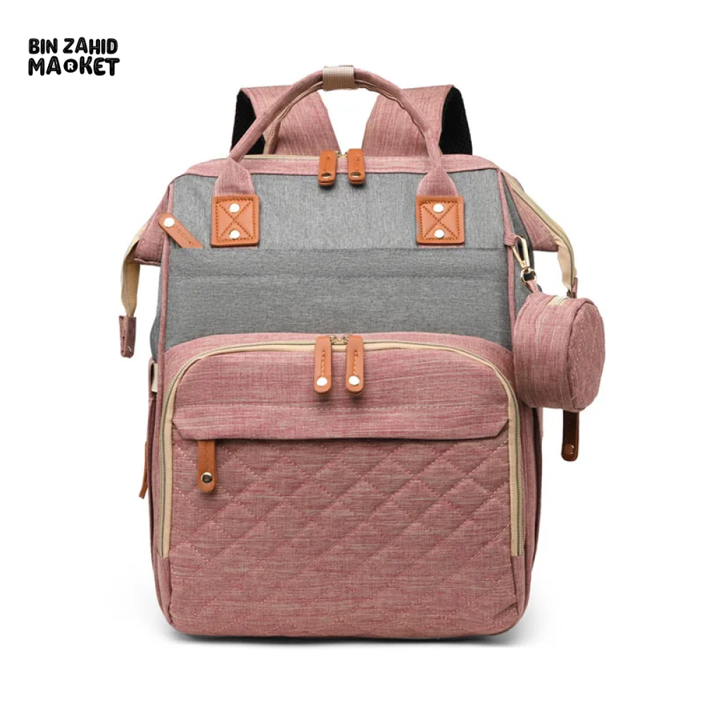 WOMEN'S BACKPACK LARGE CAPACITY WATERPROOF OXFORD CLOTH MUMMY BAG DIAPER STORAGE FASHION Pink