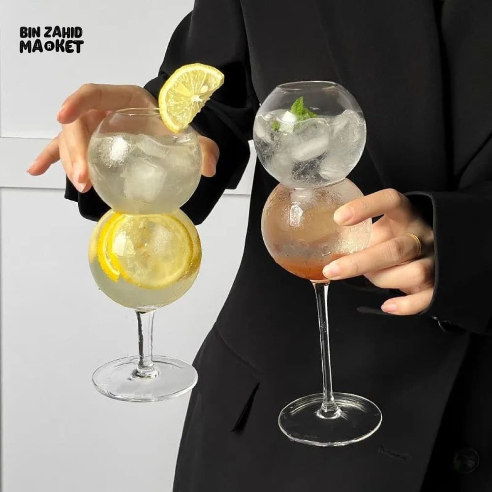 CREATIVE BUBBLE GLASS – UNIQUE ROUND CUP FOR COCKTAILS JUICE MILK & MORE - LARGE