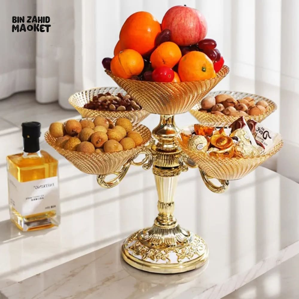 5-ROTATED PETAL CRYSTAL PORCELAIN BOWL – EUROPEAN VINTAGE FRUIT & DESSERT DISPLAY TRAY PARTY SERVING PLATTER