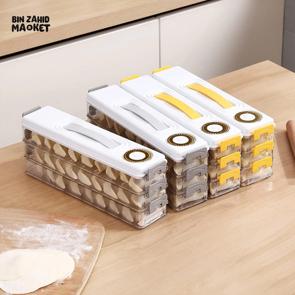 3-LAYER DUMPLING & SANDWICH STORAGE BOX FOOD GRADE PORTABLE WITH TIMING FREEZER