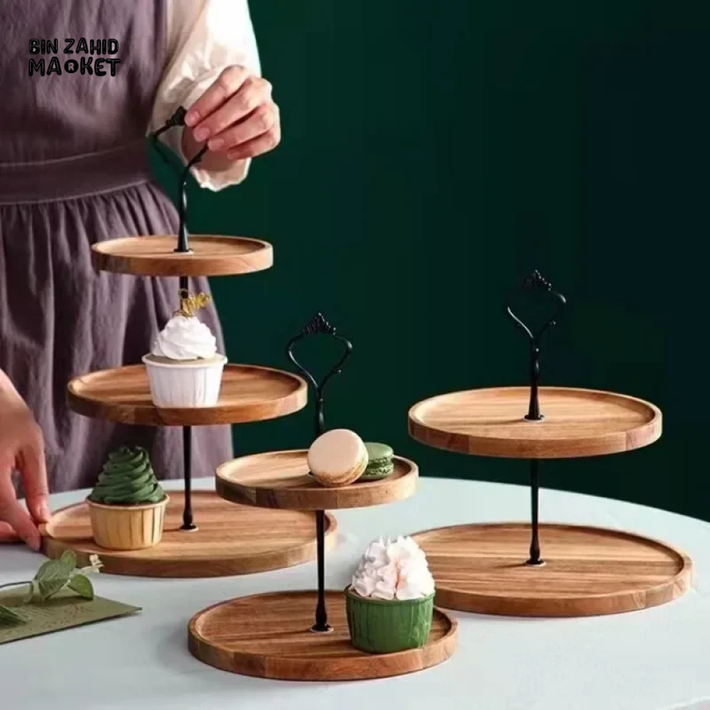 DETACHABLE CAKE STAND WOODEN EUROPEAN STYLE DESSERT HOLDER WEDDING PARTY