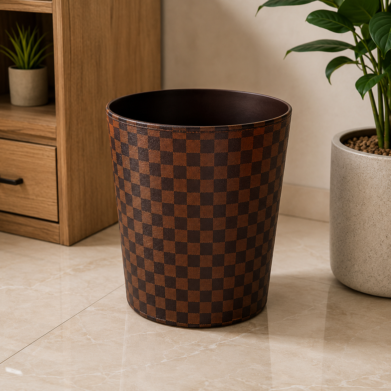 MULTIPURPOSE CHECKERED WASTEBASKET