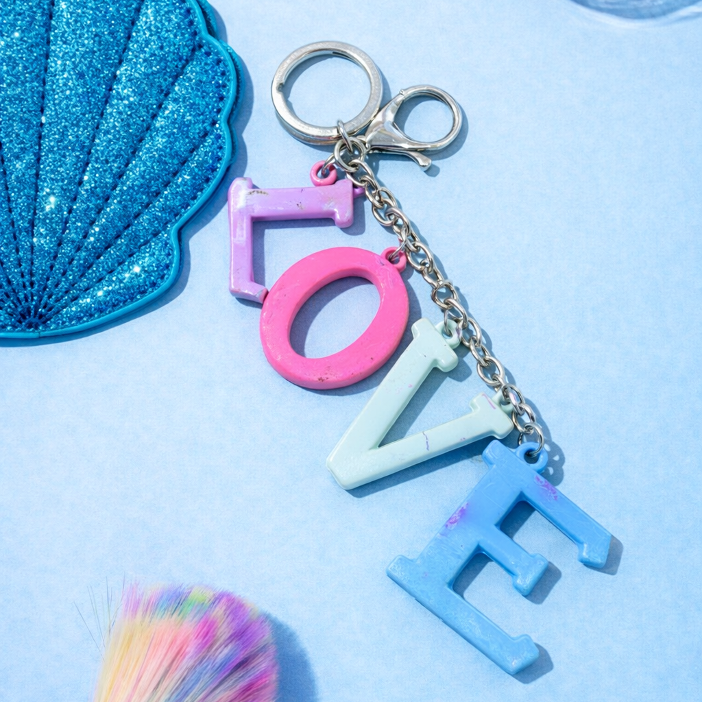 LOVE LETTER CHARM KEYCHAIN – COLORFUL KEYRING FOR BAGS & KEYS