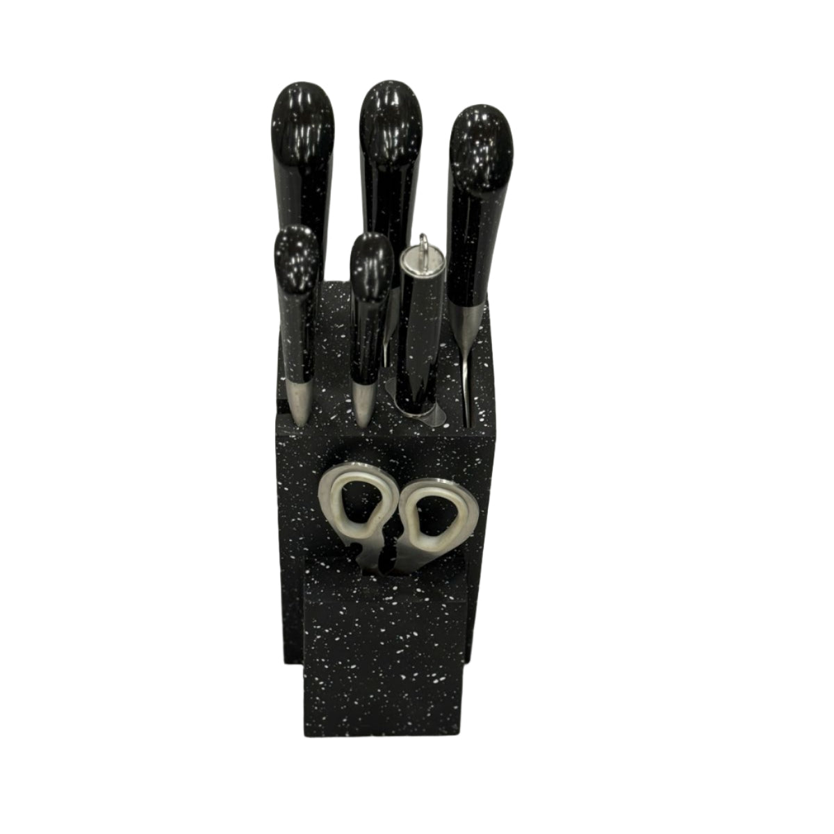 7-PIECE PROFESSIONAL KNIFE SET – DURABLE STEEL, EASY-CLEAN SPECKLED BLOCK - BLACK