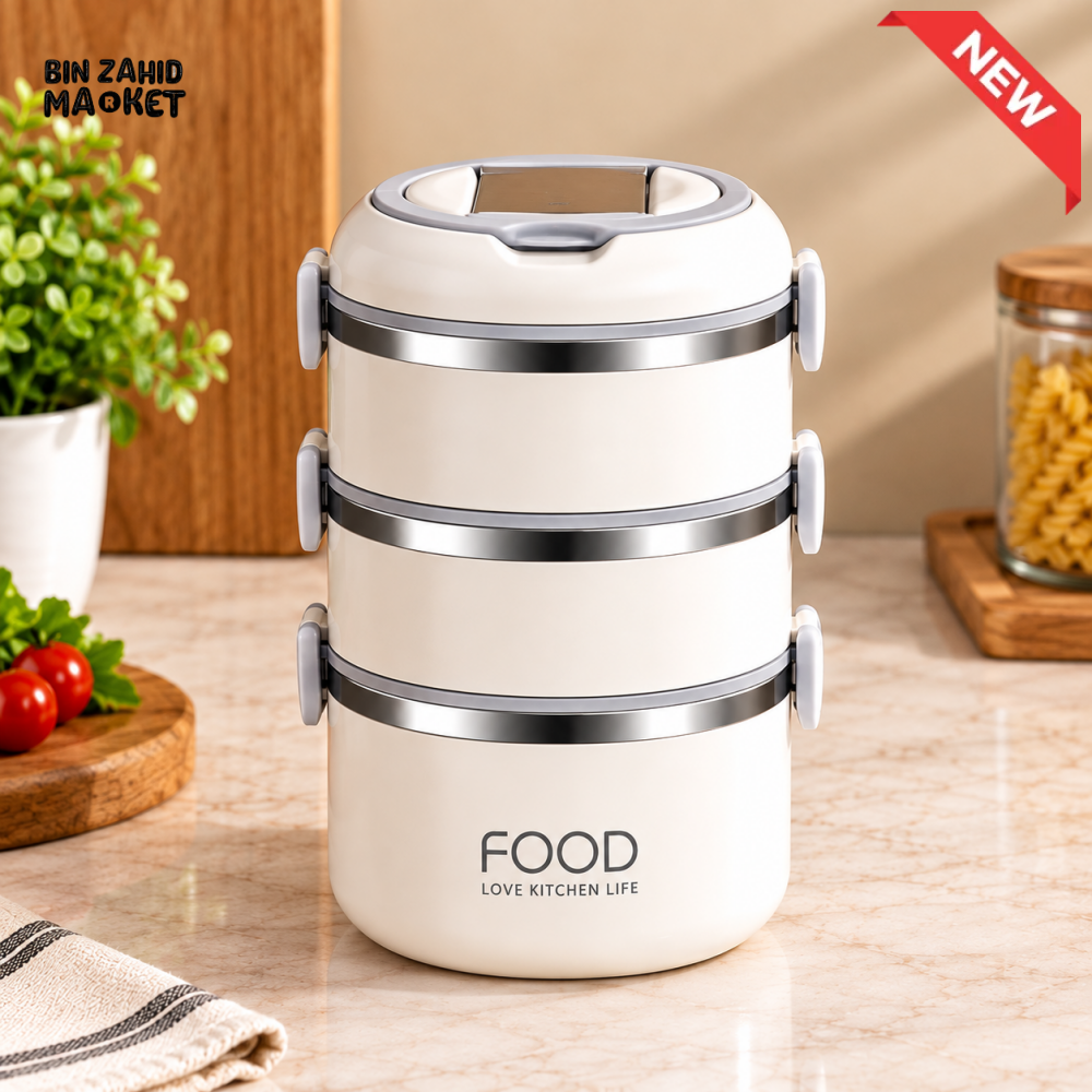 2 & 3-TIER STAINLESS STEEL INSULATED LUNCH BOX & TIFFIN CONTAINER - 3 LAYER