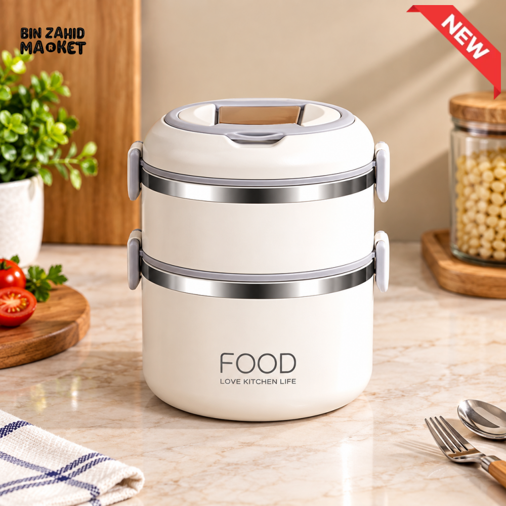 2 & 3-TIER STAINLESS STEEL INSULATED LUNCH BOX & TIFFIN CONTAINER - 2 LAYER