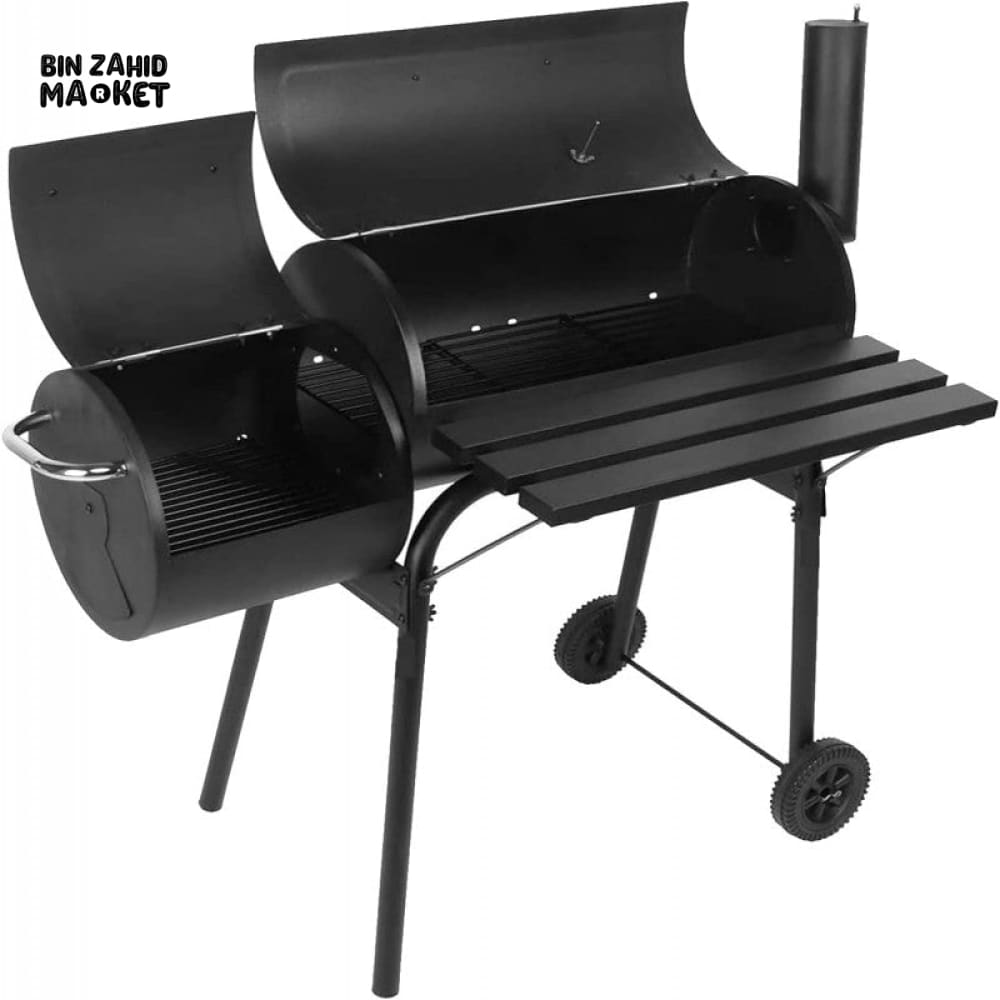 2 IN 1 BBQ SMOKER CHARCOAL GRILL ROASTER PORTABLE OUTDOOR BARBECUE FOR CAMPING GARDEN