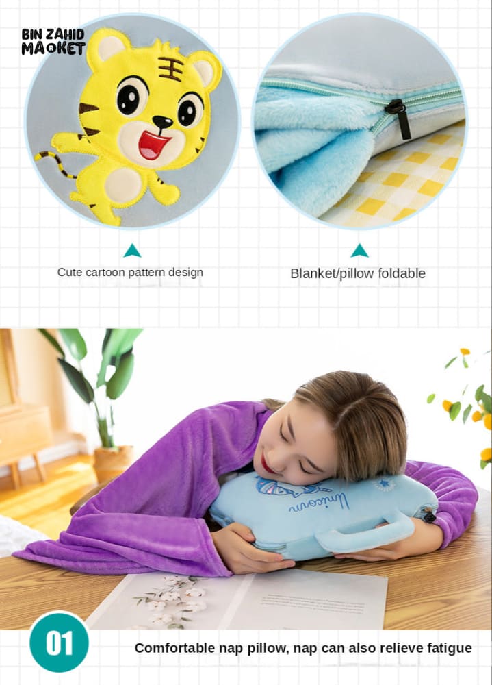 2-IN-1 PILLOW QUILT – MULTIFUNCTIONAL FOLDING BLANKET & OFFICE NAP PILLOW RANDOM COLORS