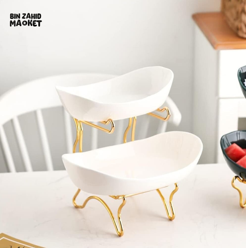2 LAYERS CERAMIC FRUIT PLATTER
