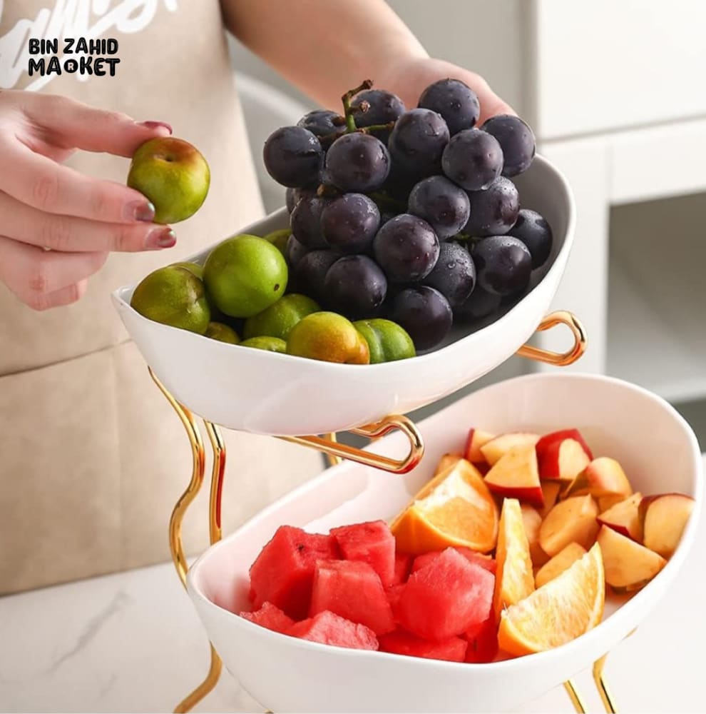 2 LAYERS CERAMIC FRUIT PLATTER