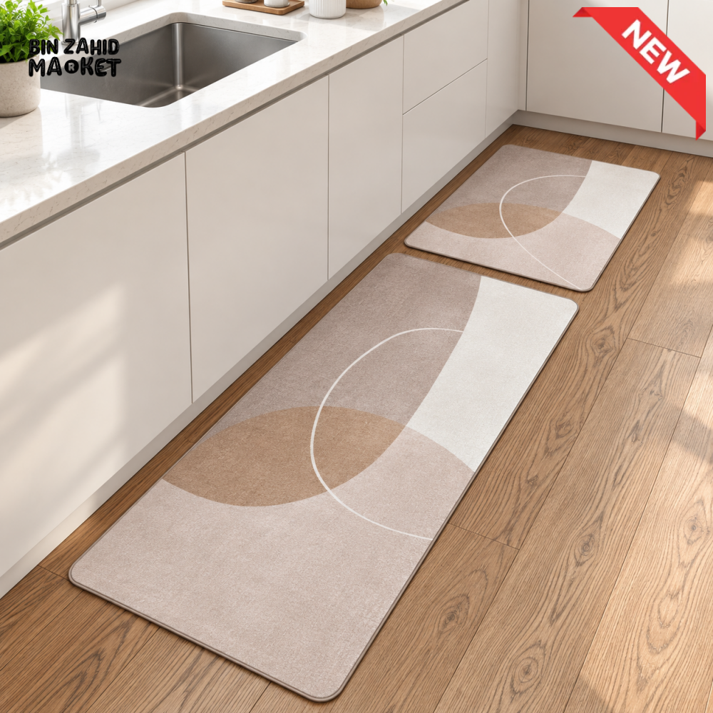 2-PIECE MODERN GEOMETRIC NON-SLIP KITCHEN FLOOR MAT SET