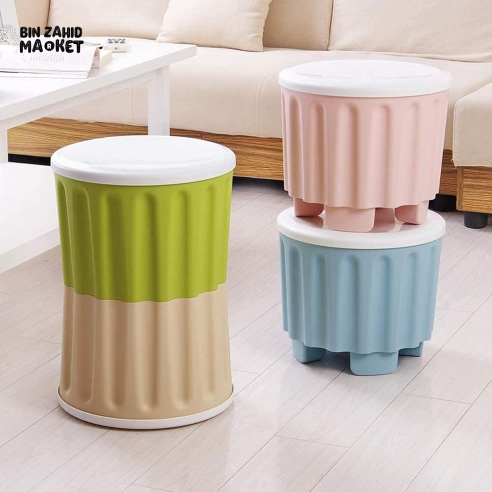 2 PIECES PLASTIC STORAGE CHAIR OTTOMAN FURNITURE FOR LIVING ROOM