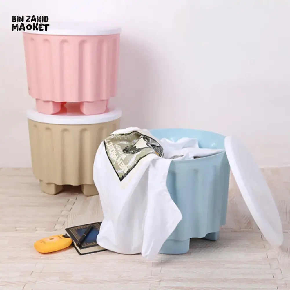 2 PIECES PLASTIC STORAGE CHAIR OTTOMAN FURNITURE FOR LIVING ROOM