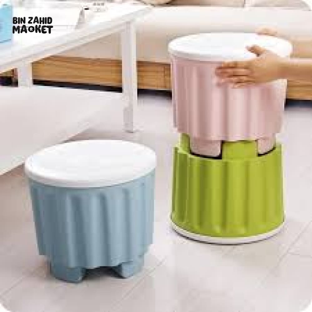2 PIECES PLASTIC STORAGE CHAIR OTTOMAN FURNITURE FOR LIVING ROOM