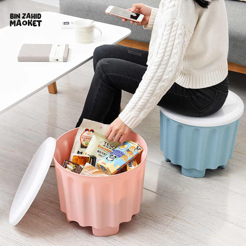 2 PIECES PLASTIC STORAGE CHAIR OTTOMAN FURNITURE FOR LIVING ROOM